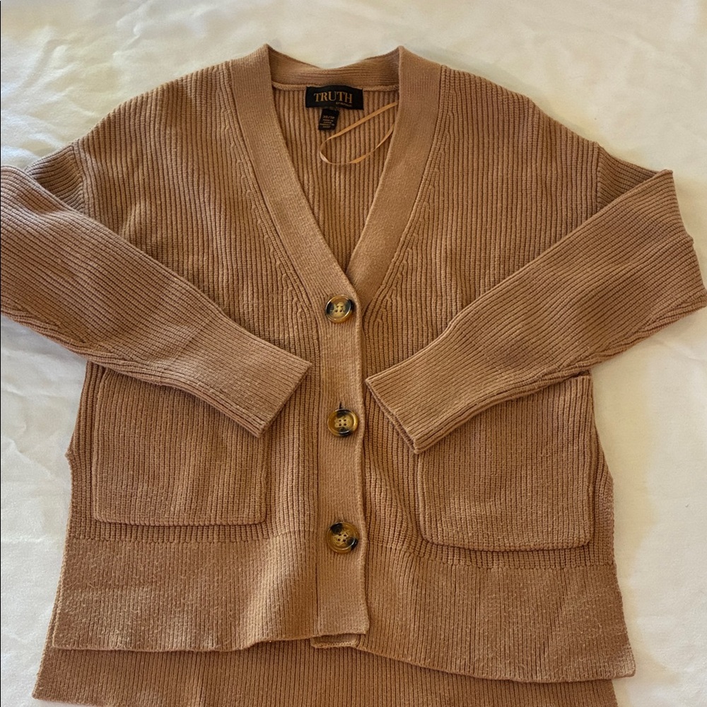 Truth by Republic Sweater Cable Waistcoat Womens XS Fisherman Cardigan Classic